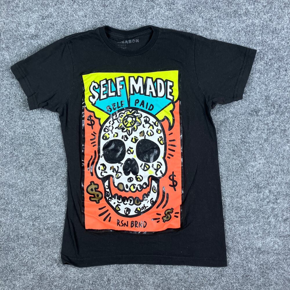 Reason T-Shirt Womens Size S‎ Black Self Made Skull Graphic Streetwear Tee